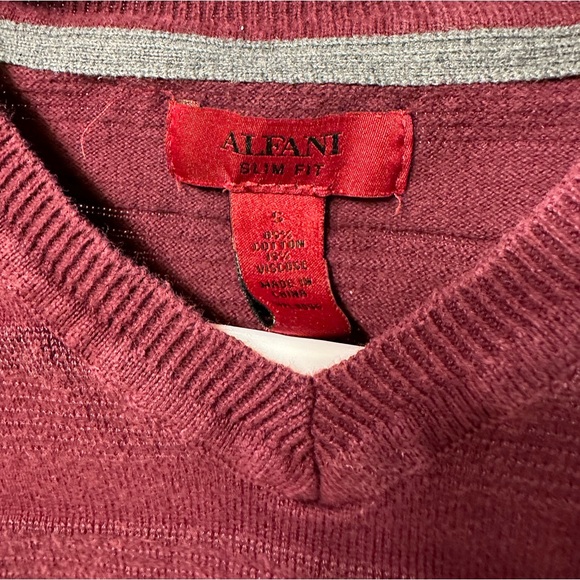 Alfani S Maroon Sweater Men's - Picture 2 of 5